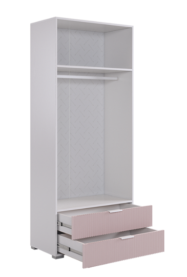 Шкаф двухдверный с ящиками Зефир 108.01 (белое дерево/пудра розовая (эмаль)) в Лабытнанги - изображение 2