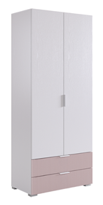 Шкаф двухдверный с ящиками Зефир 108.01 (белое дерево/пудра розовая (эмаль)) в Ноябрьске