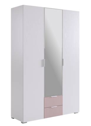 Трехдверный шкаф Зефир 109.02 (белое дерево/пудра розовая (эмаль)) в Надыме - изображение