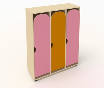 Детский шкаф ШГ3 Беж+Розовый+Оранжевый в Салехарде