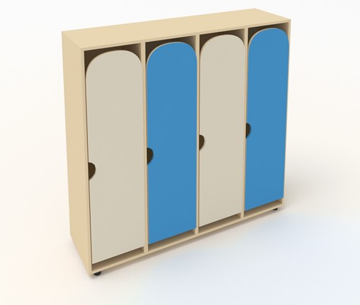 Распашной детский шкаф ШГ4У Беж+Синий в Салехарде - изображение