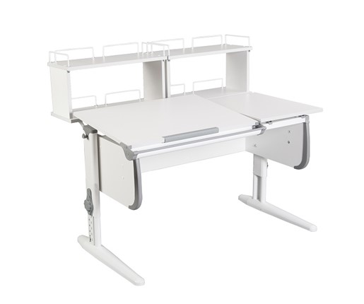Детский стол-трансформер 1/75-40 (СУТ.25) + Polka_zz 1/600 (2 шт.)  белый/белый/Серый в Салехарде - изображение