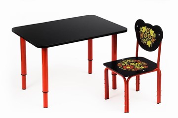 Растущий стол Кузя (Черный с росписью, красный) в Салехарде - предосмотр 1