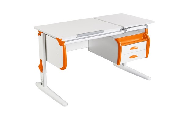 Растущий стол 1/75-40 (СУТ.25) + Tumba 3  белый/белый/Оранжевый в Салехарде - изображение