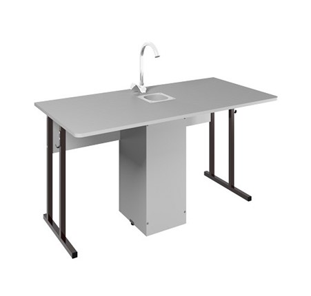 Стол ученический 2-местный для кабинета химии Стандарт 5, Пластик Серый/Коричневый в Лабытнанги - изображение