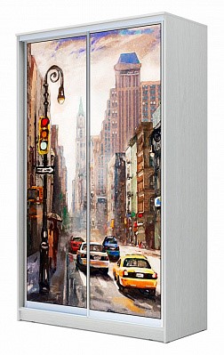 Шкаф 2-х дверный Хит-23-4-12/2-77-13, 2300х1200х420, Городской пейзаж Белый в Салехарде - изображение