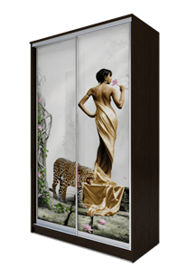 Шкаф 2-х дверный 2400х1200х620, Девушка с леопардом ХИТ 24-12-77-03 Венге Аруба в Салехарде