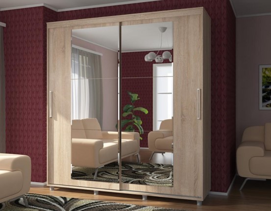 Шкаф 2-х створчатый Комфорт №12 2.0 с прямоугольными зеркалами в Салехарде - изображение