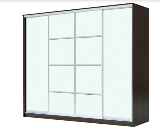 Шкаф-купе 4-х дверный ХИТ 22-24/2-8888, с матовым стеклом, разделительные планки х2, Венге в Салехарде - изображение