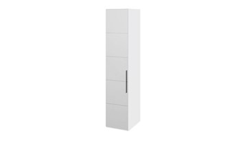 Распашной шкаф Наоми с зеркальной дверью левый, цвет Белый глянец СМ-208.07.02 L в Салехарде - предосмотр