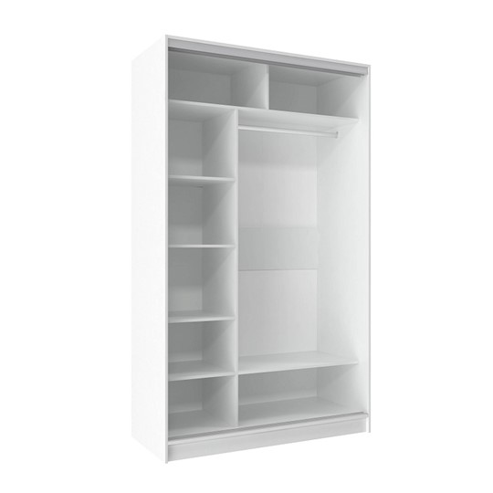 Шкаф 2-х створчатый 1350 Домашний Зеркало/ЛДСП, Белый в Салехарде - изображение 1