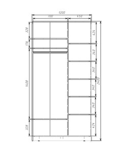 Шкаф 2-х дверный 2400х1200х620 с одним зеркалом ХИТ 24-12-15 Венге Аруба в Салехарде - предосмотр 2
