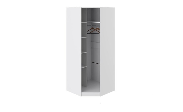 Распашной шкаф угловой Наоми с зеркальной правой дверью, цвет Белый глянец СМ-208.07.07 R в Новом Уренгое - изображение 1