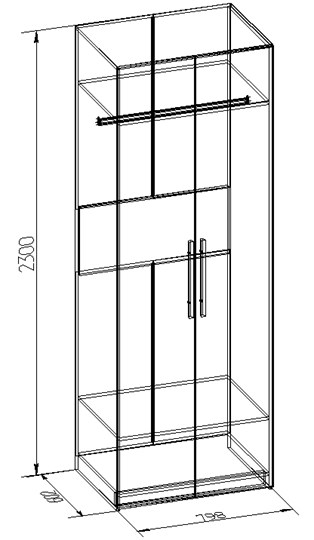 Шкаф двухдверный Bauhaus 8+ Фасад стандарт, Дуб Сонома в Салехарде - изображение 2