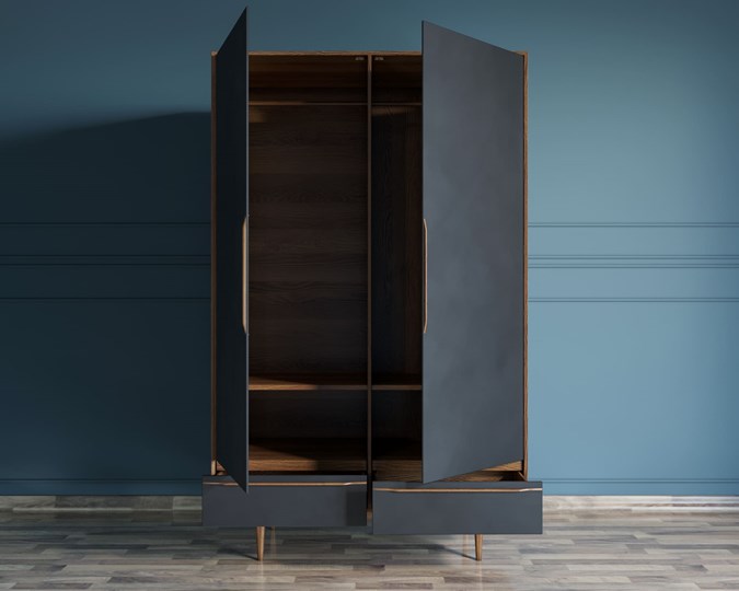 Шкаф двухдверный Bruni Black (BR27/2Black) с двумя ящиками в Лабытнанги - изображение 3