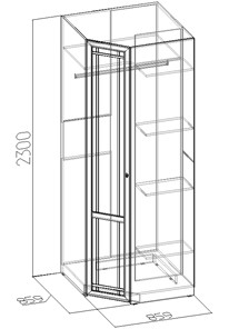 Распашной шкаф угловой Sherlock 63+ фасад стандарт, Дуб Сонома в Тарко-Сале - предосмотр 2