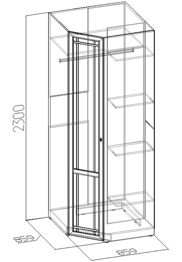 Распашной шкаф угловой Sherlock 63+ фасад стандарт, Дуб Сонома в Муравленко - изображение 2