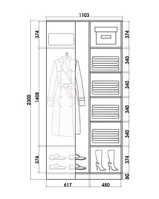 Угловой шкаф 2300х1103, ХИТ У-23-4-66-03, колибри, 2 зеркала, Дуб Сонома в Салехарде - изображение 2