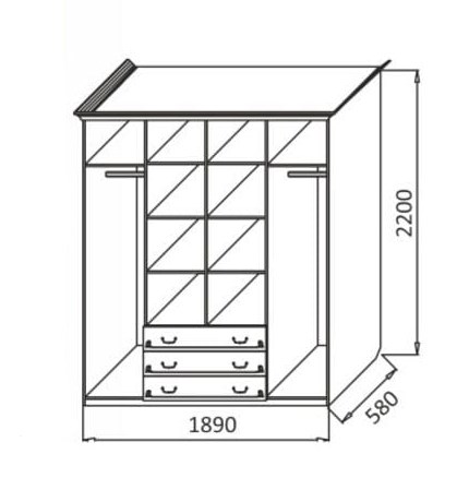 Шкаф Ивушка-5 4-х створчатый с ящиками, цвет Дуб беленый в Салехарде - изображение 1