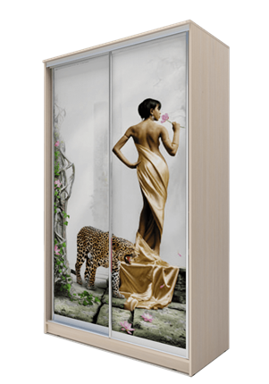Шкаф 2-х створчатый 2200х1200х420, Девушка с леопардом ХИТ 22-4-12/2-77-03 Дуб Млечный в Салехарде - изображение
