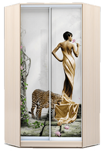 Шкаф 2300х1103, ХИТ У-23-4-77-03, Девушка с леопардом, дуб млечный в Лабытнанги