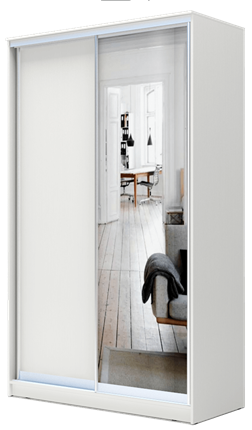 Шкаф 2-х дверный 2200х1200х420 с одним зеркалом ХИТ 22-4-12/2-15 Белая шагрень в Губкинском - изображение