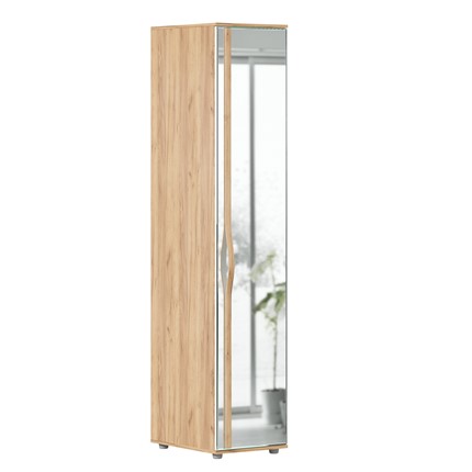 Одностворчатый шкаф зеркальный Марта-2 Дуб золотой/Белый глянец ЛД 406.030 в Салехарде - изображение