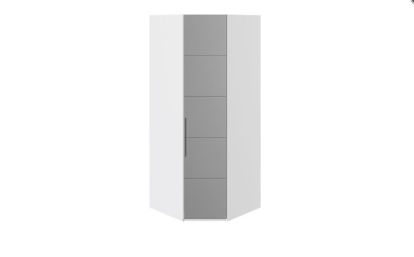 Распашной шкаф угловой Наоми с зеркальной правой дверью, цвет Белый глянец СМ-208.07.07 R в Муравленко - изображение
