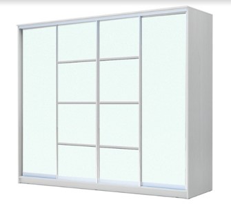 Шкаф 4-х дверный ХИТ 23-24/2-8888, с матовым стеклом, разделительные планки х2, Белый в Муравленко