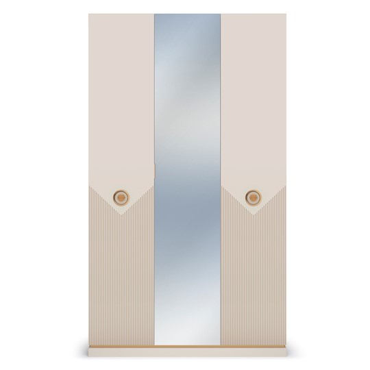 Шкаф 3-х дверный в спальню Капри, с зеркальным фасадом в Салехарде - изображение 1