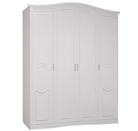 Шкаф четырехдверный Гертруда, М1, белая лиственница/ясень жемчужный в Лабытнанги - изображение