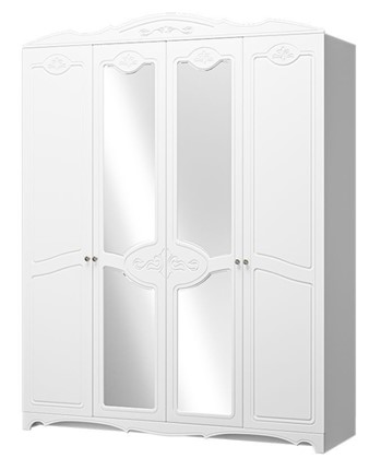Шкаф четырехдверный Лотос ШР-4 (Белый) 2 зеркала в Салехарде - изображение