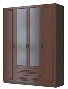 Четырехстворчатый шкаф Кантри, лак орех ШР-4, с 2мя зеркалами в Салехарде