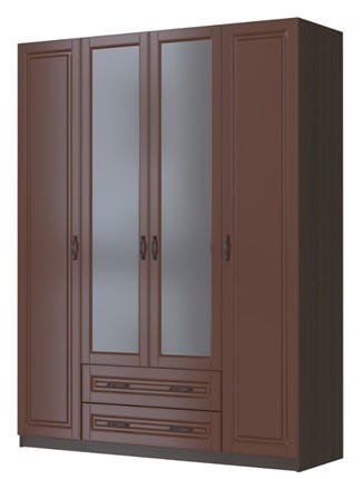 Четырехстворчатый шкаф Кантри, лак орех ШР-4, с 2мя зеркалами в Губкинском - изображение