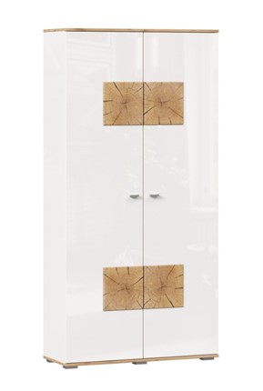 Шкаф двухстворчатый Фиджи с декоративными накладками 659.150, Дуб Золотой/Белый в Салехарде - изображение