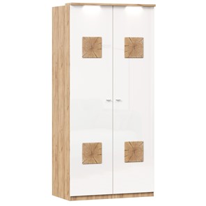 Шкаф двухстворчатый Фиджи с декоративными накладками 659.237, цвет белый в Муравленко