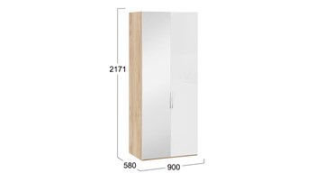 Шкаф для одежды Эмбер СМ-348.07.005 L (Яблоня Беллуно/Белый глянец) в Салехарде - предосмотр 1