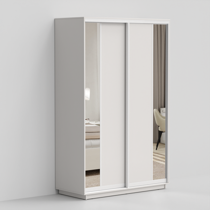 Шкаф 2-х дверный ЭКО-Вера 220х120х60, Белый матовый/белый глянец в Губкинском - изображение