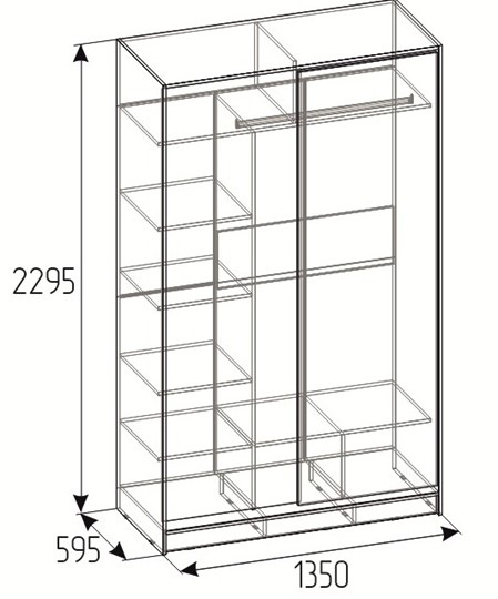 Шкаф 2-х створчатый 1350 Домашний ЛДСП/ЛДСП, Atelier светлый в Салехарде - изображение 2