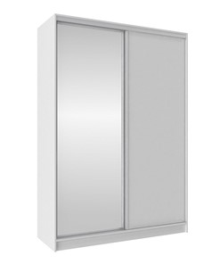 Шкаф 2-х дверный 1600 Домашний Зеркало/ЛДСП, Белый в Лабытнанги