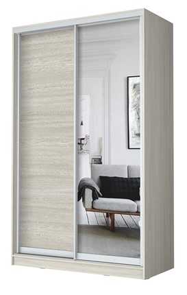 Шкаф 2-х дверный 2400х1682х620 с одним зеркалом ХИТ 24-17-15 Ясень Шимо Светлый в Салехарде - изображение