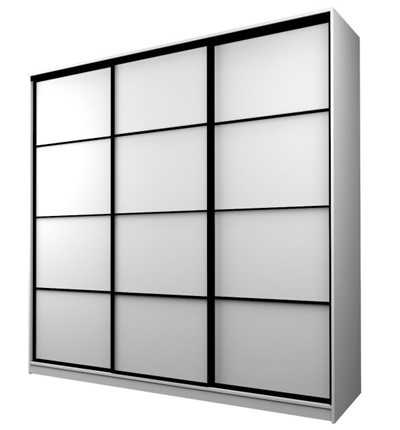 Шкаф 3-х створчатый MAX МШ-25-6-24/2-111, Профиль Черный/Цвет Белый в Салехарде - изображение