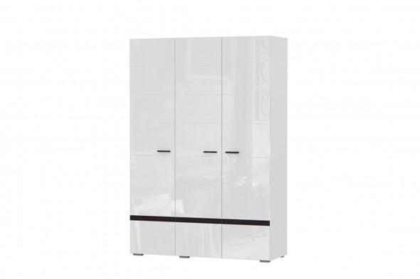 Шкаф 3х-дверный Соло, белый/белый глянец/венге в Надыме - изображение