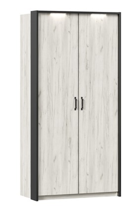 Шкаф 2-створчатый Техно с паспарту, Дуб крафт белый в Тарко-Сале - изображение