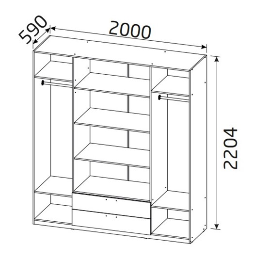 Шкаф 4-х дверный Вега с 2 ящиками в Надыме - изображение 1