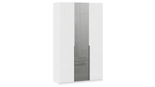 Шкаф трехстворчатый комбинированный Тесса (Белый Жемчуг/Белый глянец) в Салехарде - изображение