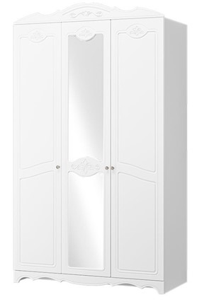 Шкаф трехдверный Лотос ШР-3 (Белый) 1 зеркало в Ноябрьске - изображение