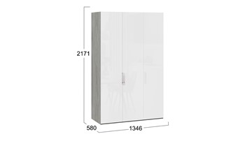Шкаф для одежды Эмбер СМ-348.07.008 (Дуб Гамильтон/Белый глянец) в Салехарде - предосмотр 1