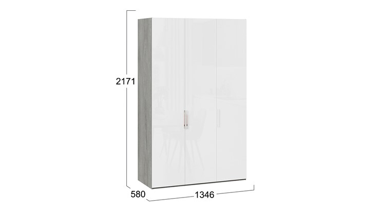 Шкаф для одежды Эмбер СМ-348.07.008 (Дуб Гамильтон/Белый глянец) в Салехарде - изображение 1