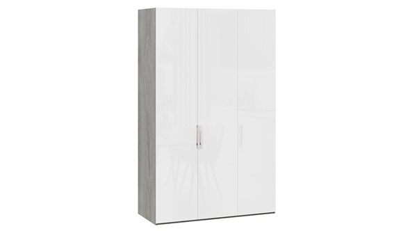 Шкаф для одежды Эмбер СМ-348.07.008 (Дуб Гамильтон/Белый глянец) в Салехарде - изображение
